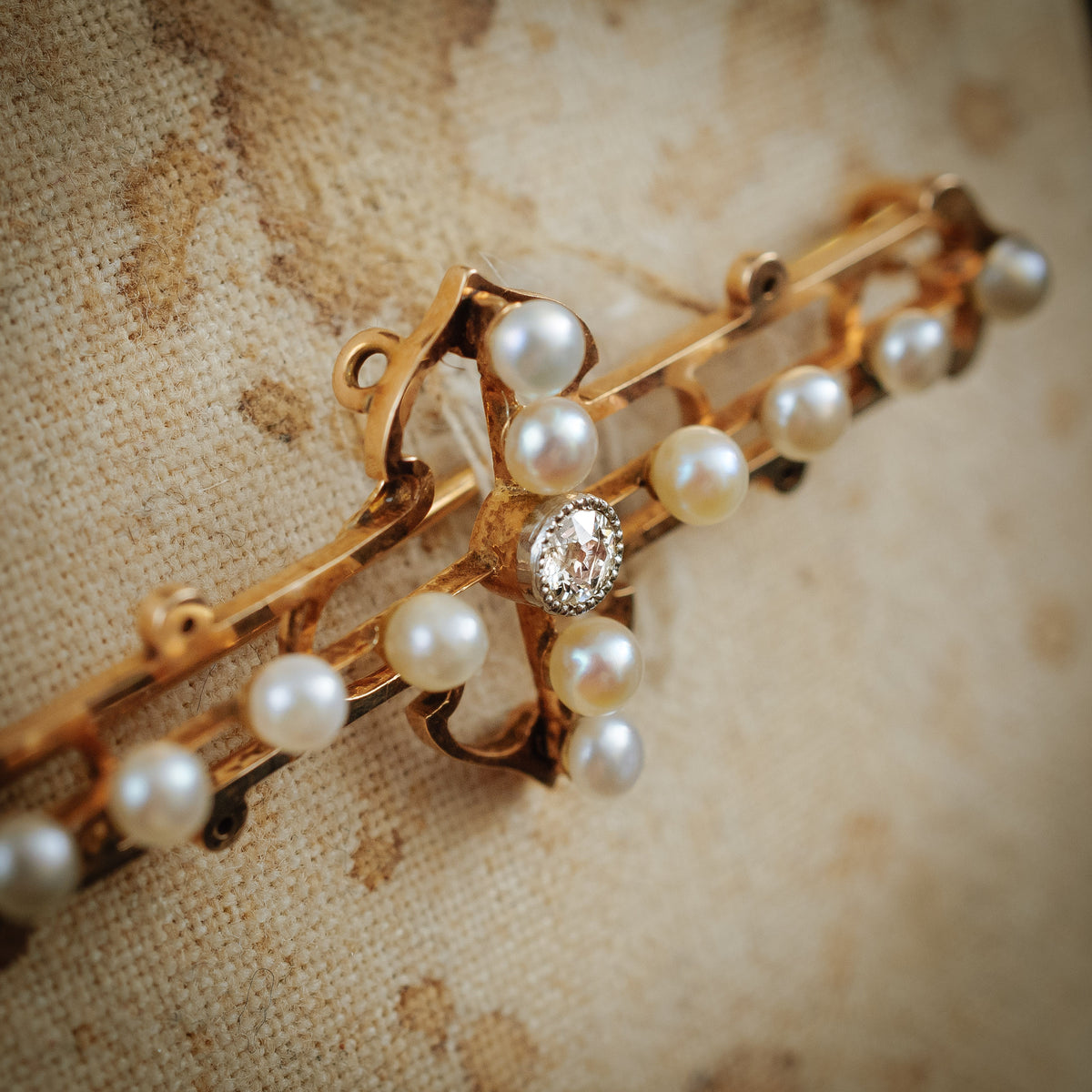 Antique Vintage Edwardian Pearl Diamond Brooch