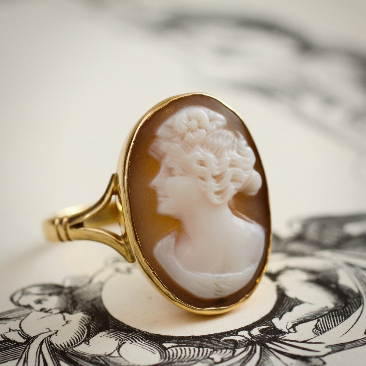 Romantic Antique Edwardian Portrait Shell Cameo