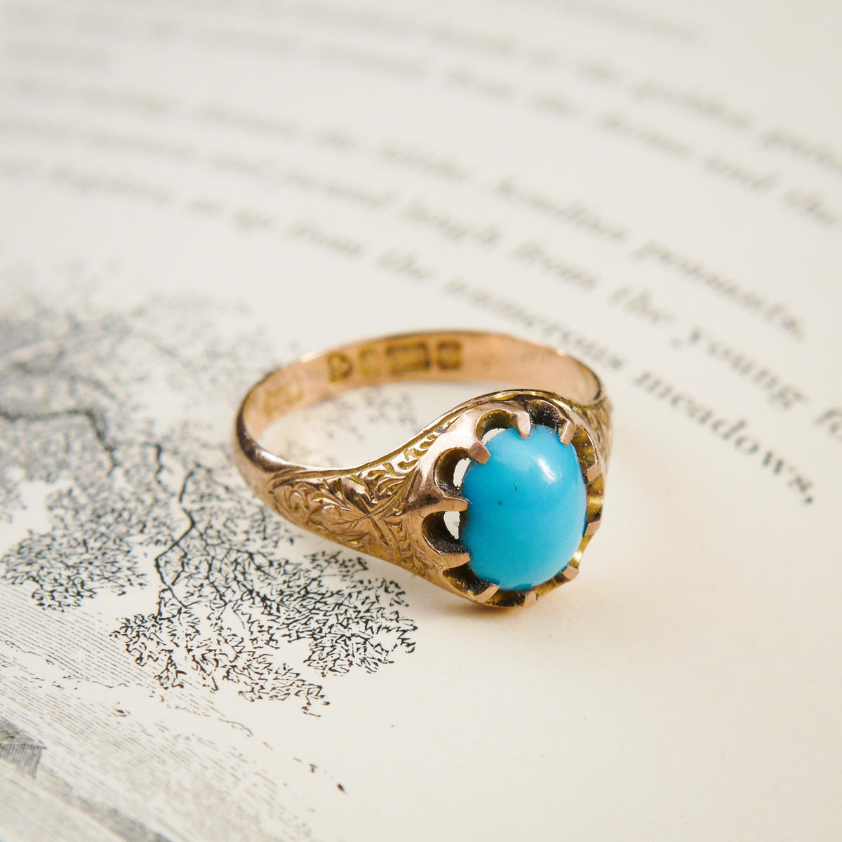 Romantic Date 1907 Turquoise & Gold Ring