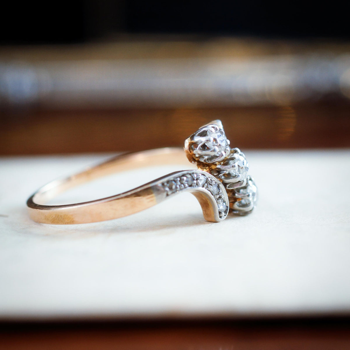 A Wonderfully Romantic Antique Trilogy Diamond Ring