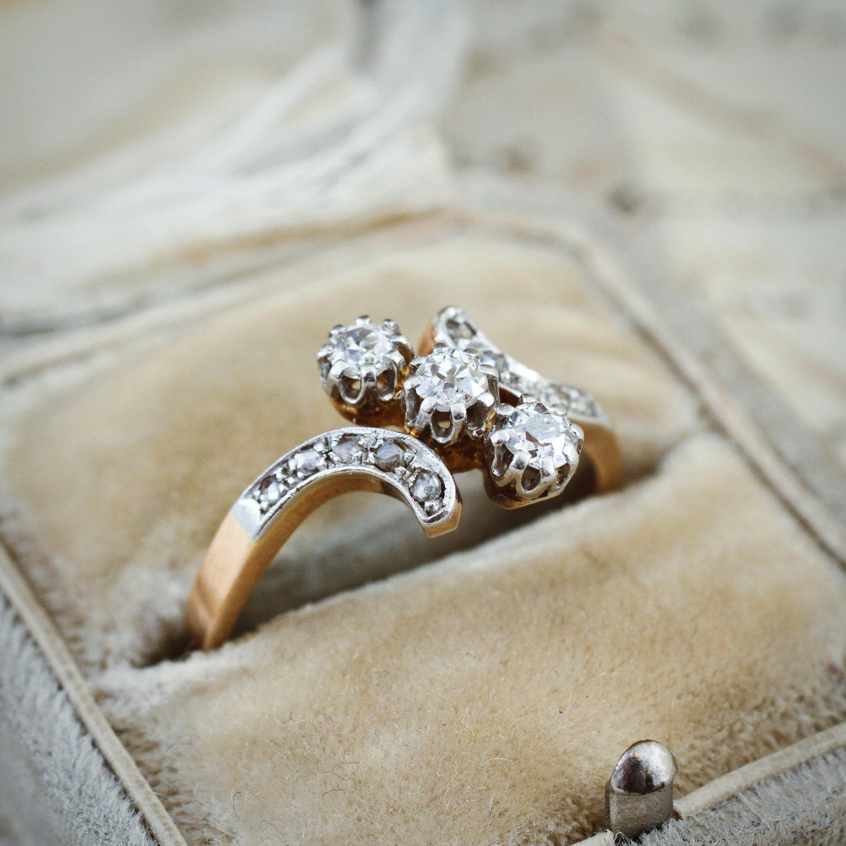 A Wonderfully Romantic Antique Trilogy Diamond Ring