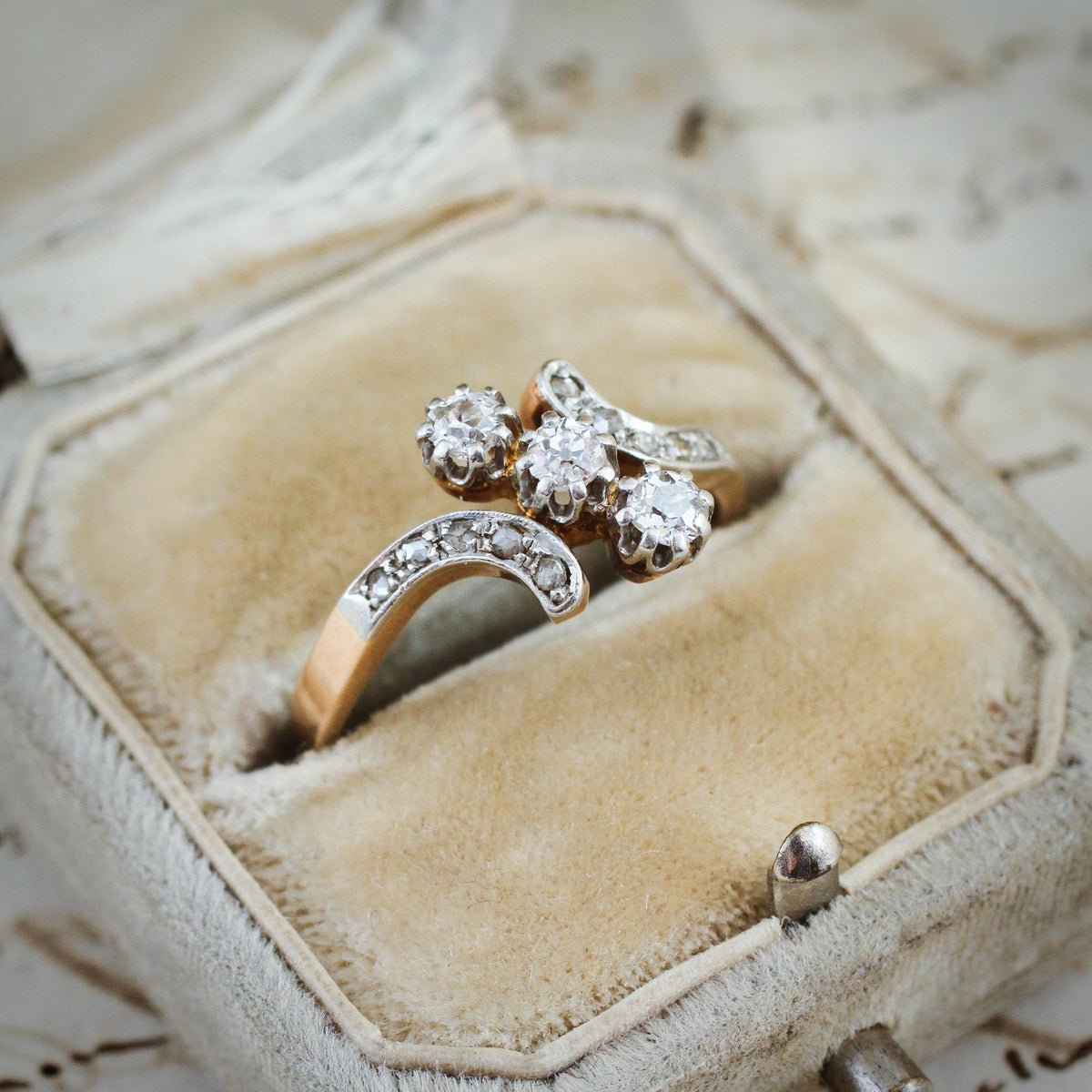 A Wonderfully Romantic Antique Trilogy Diamond Ring