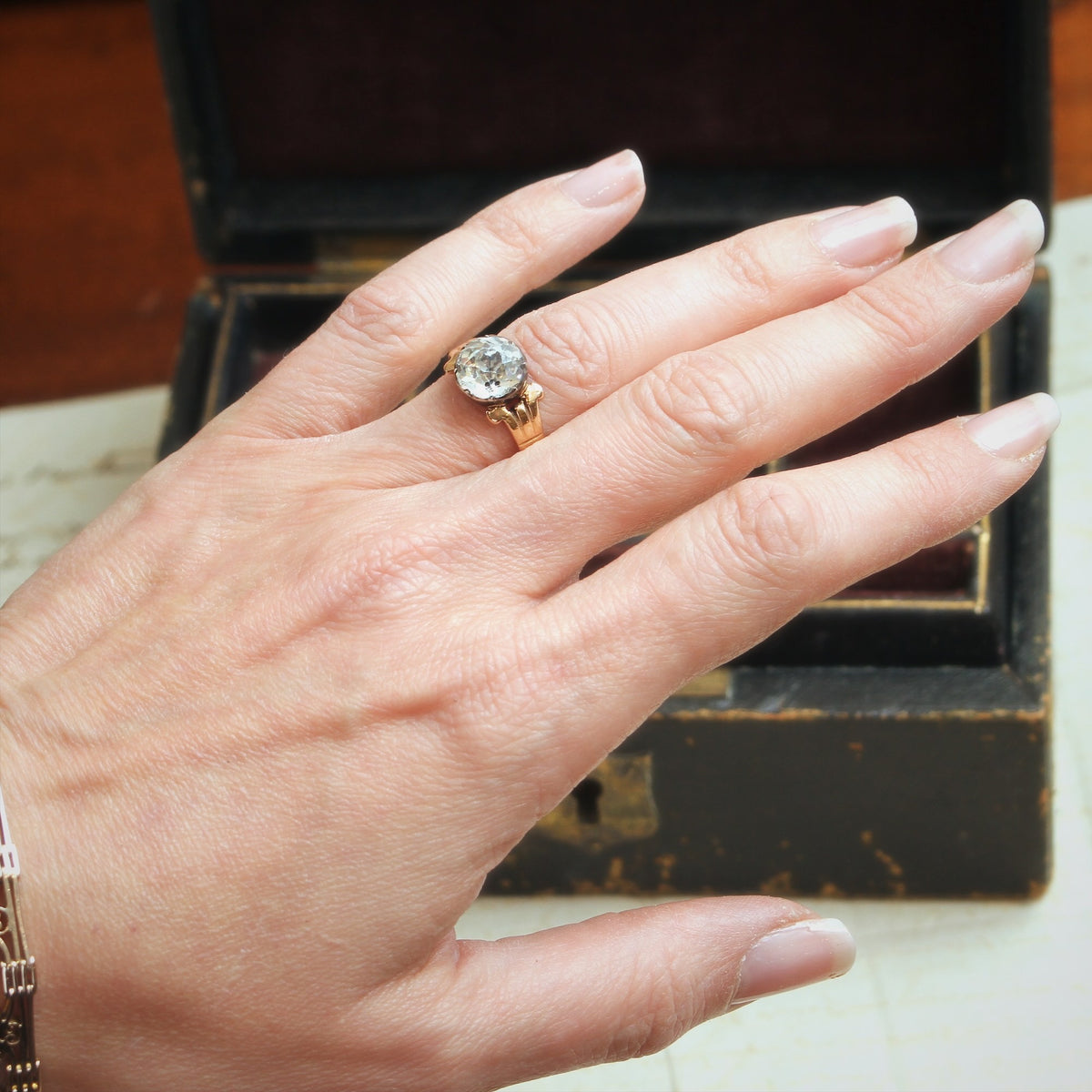 Antique Victorian Paste Button Ring