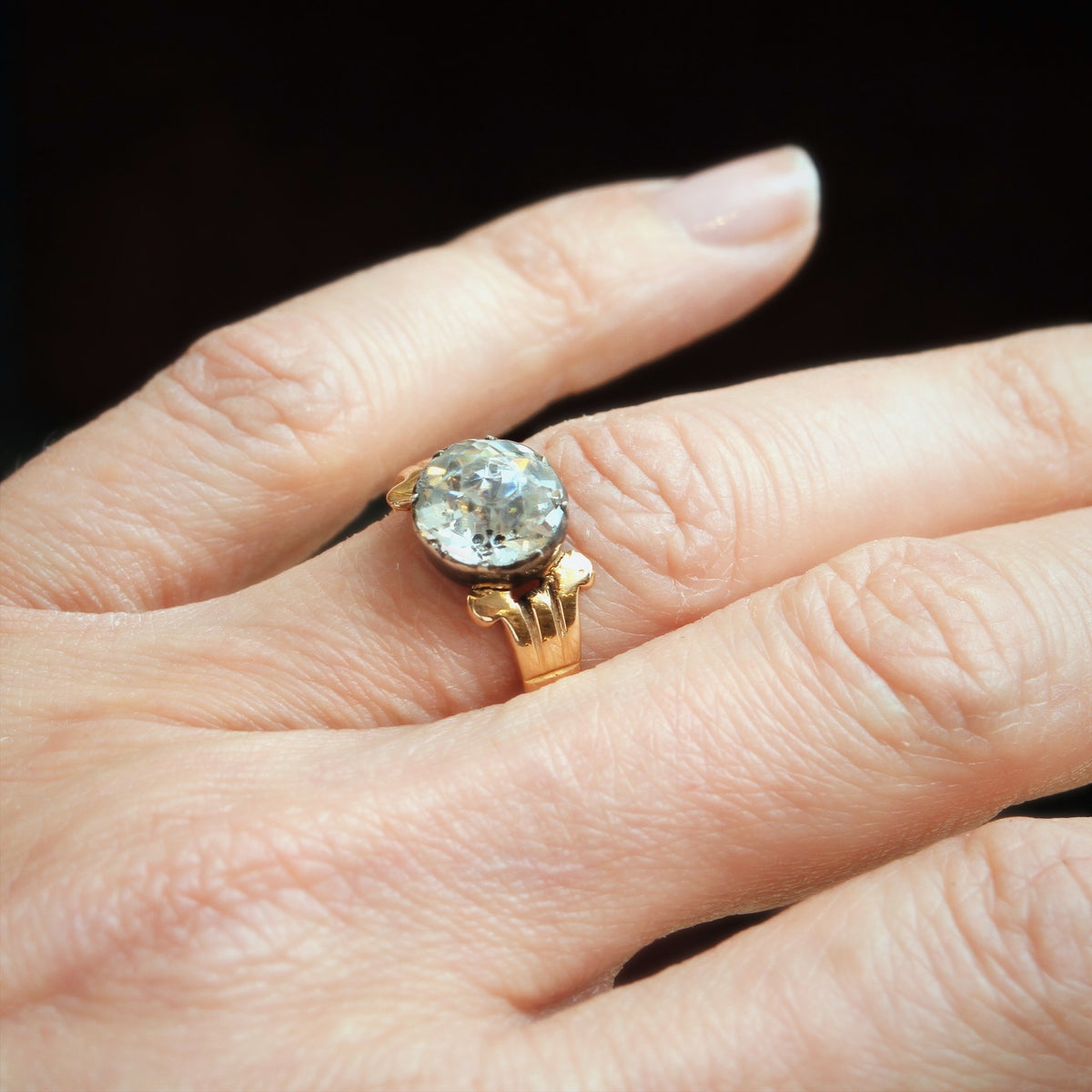 Antique Victorian Paste Button Ring