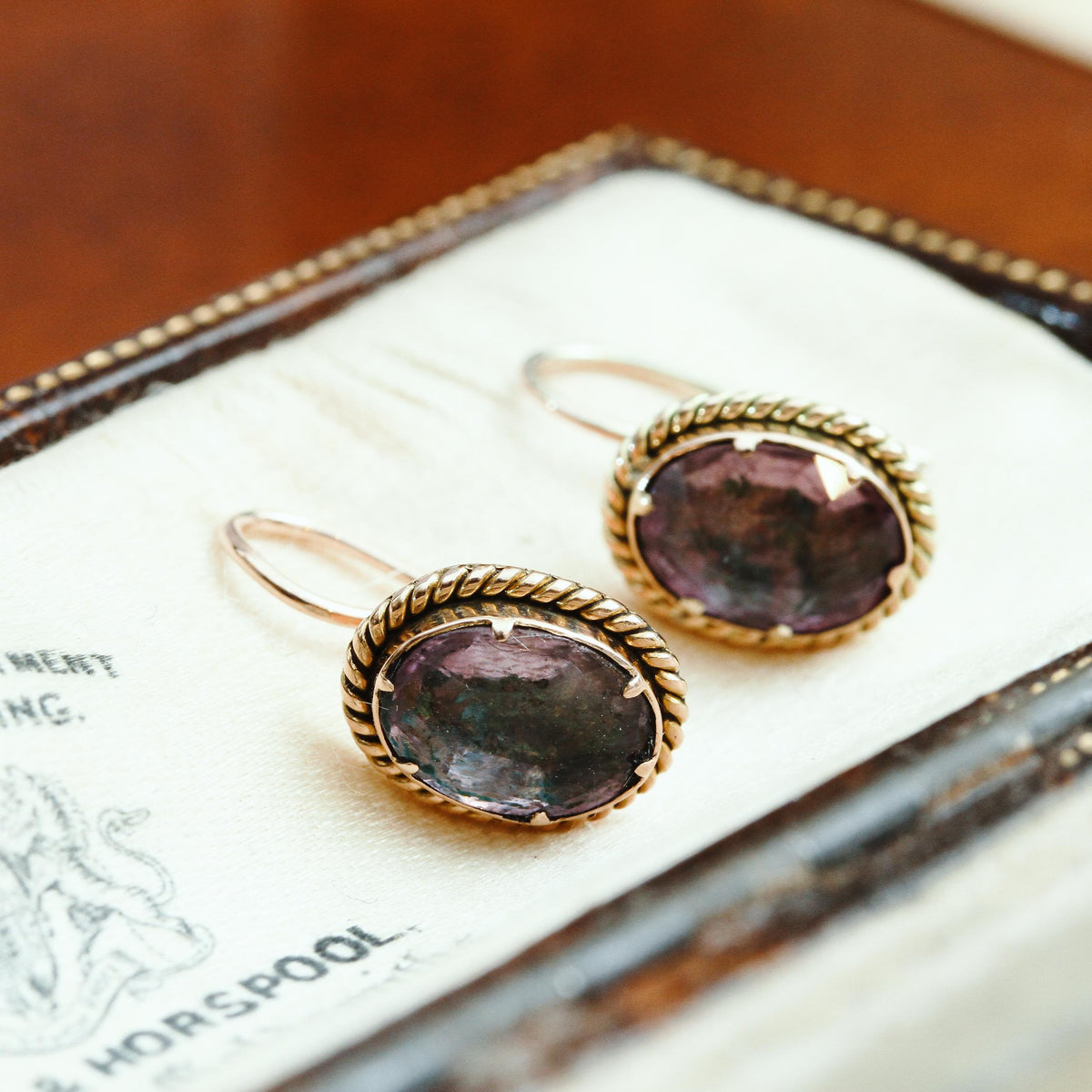 Antique Foiled Amethyst Earrings