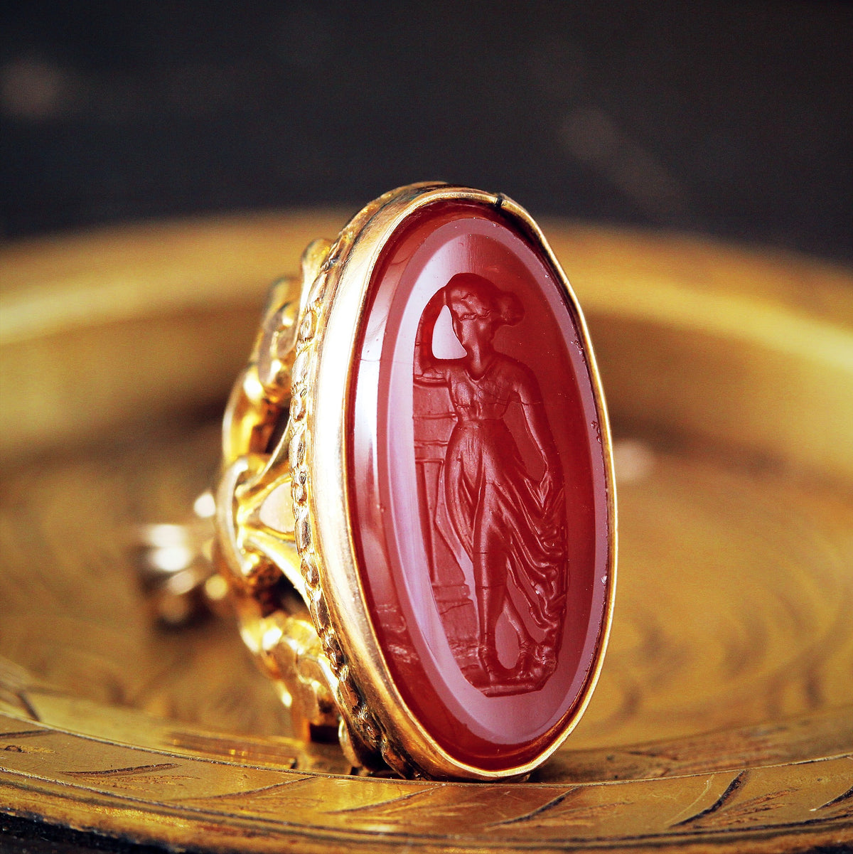 Antique Edwardian Carnelian Maiden Fob