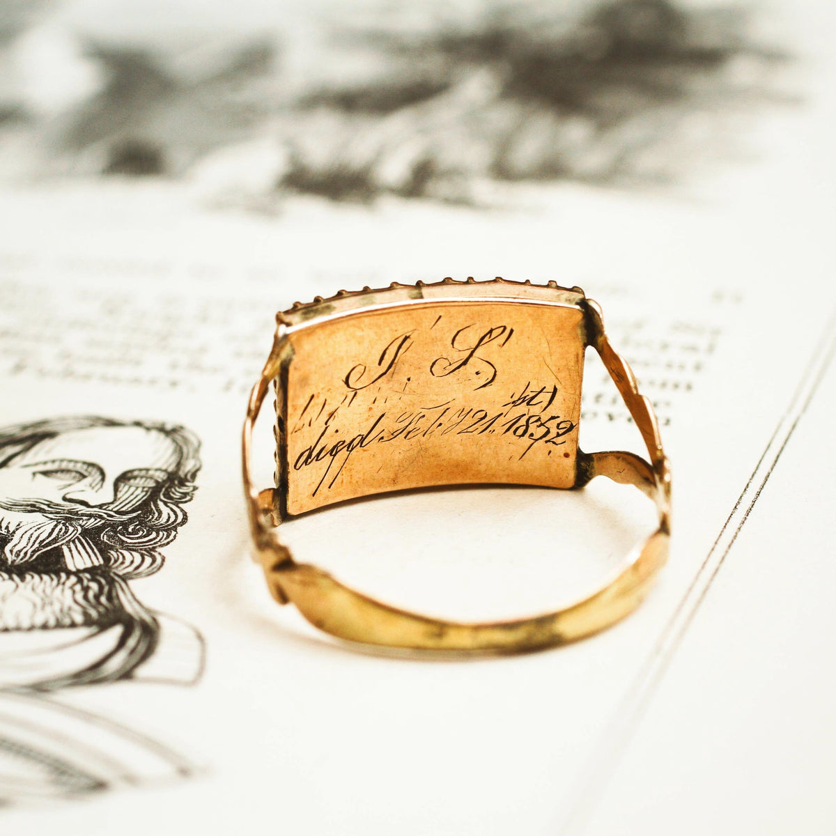 Antique Mourning Ring Dated to 1852