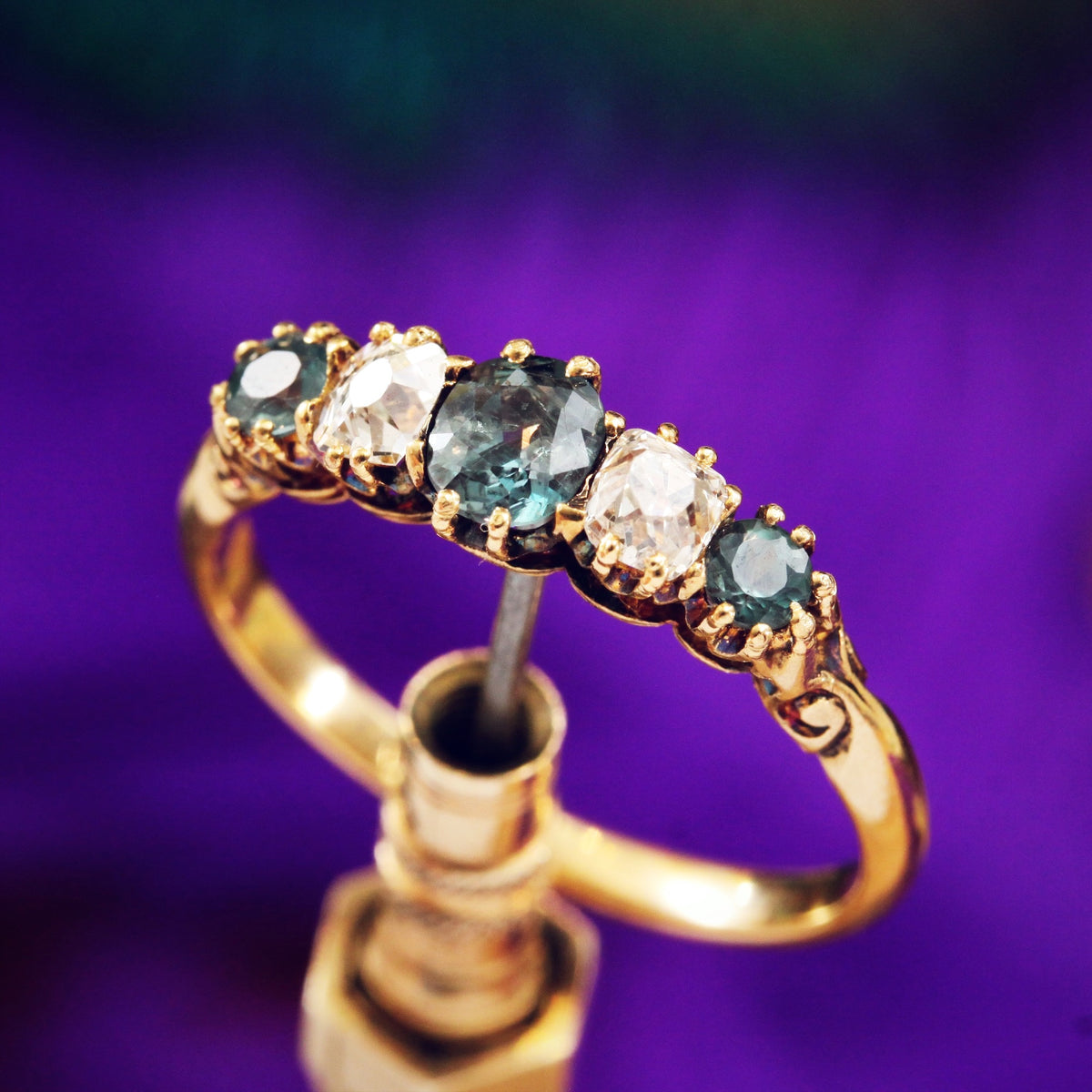 Rare Colour Change Alexandrite & Diamond Ring