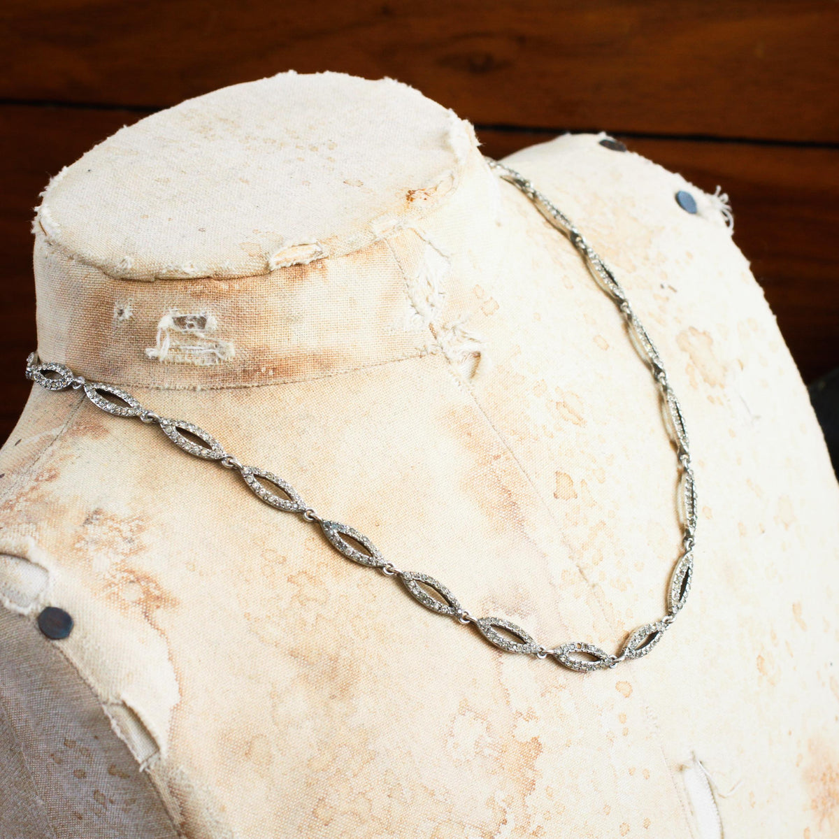 Fine French Silver Paste Riviere Necklace