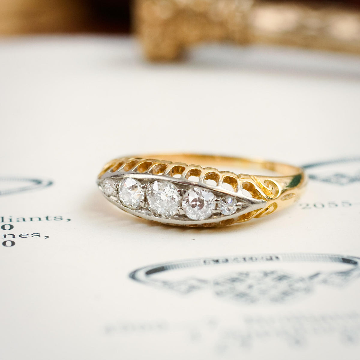 Lyrical Lovely Edwardian Diamond Five Stone Ring