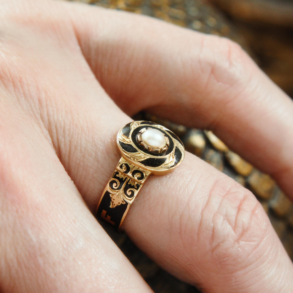 Endearing Date 1867 Enamelled Gold Mourning Ring