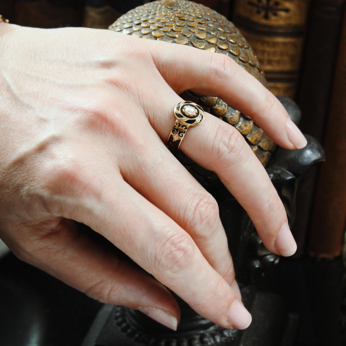 Endearing Date 1867 Enamelled Gold Mourning Ring