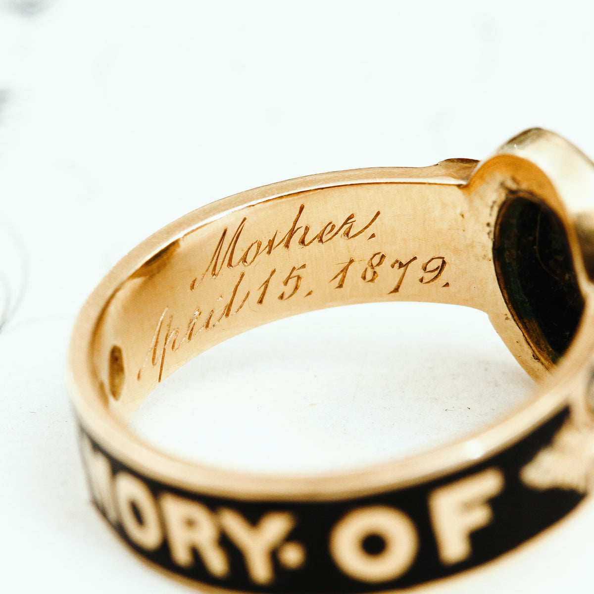 Endearing Date 1867 Enamelled Gold Mourning Ring