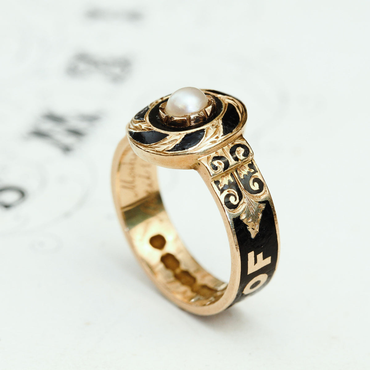 Endearing Date 1867 Enamelled Gold Mourning Ring