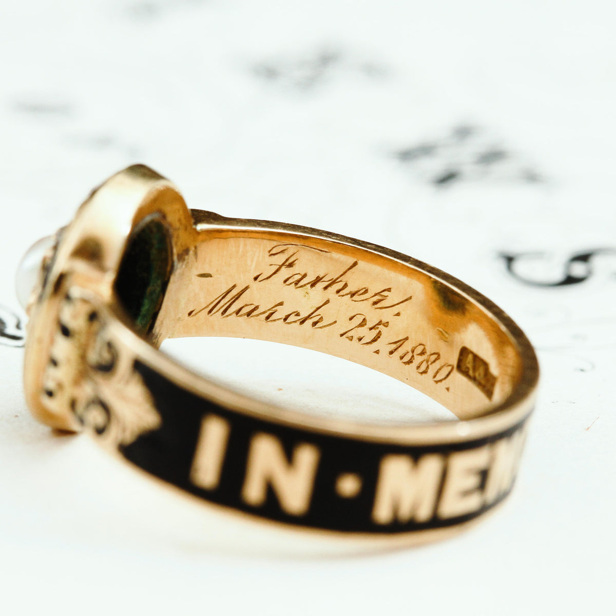 Endearing Date 1867 Enamelled Gold Mourning Ring