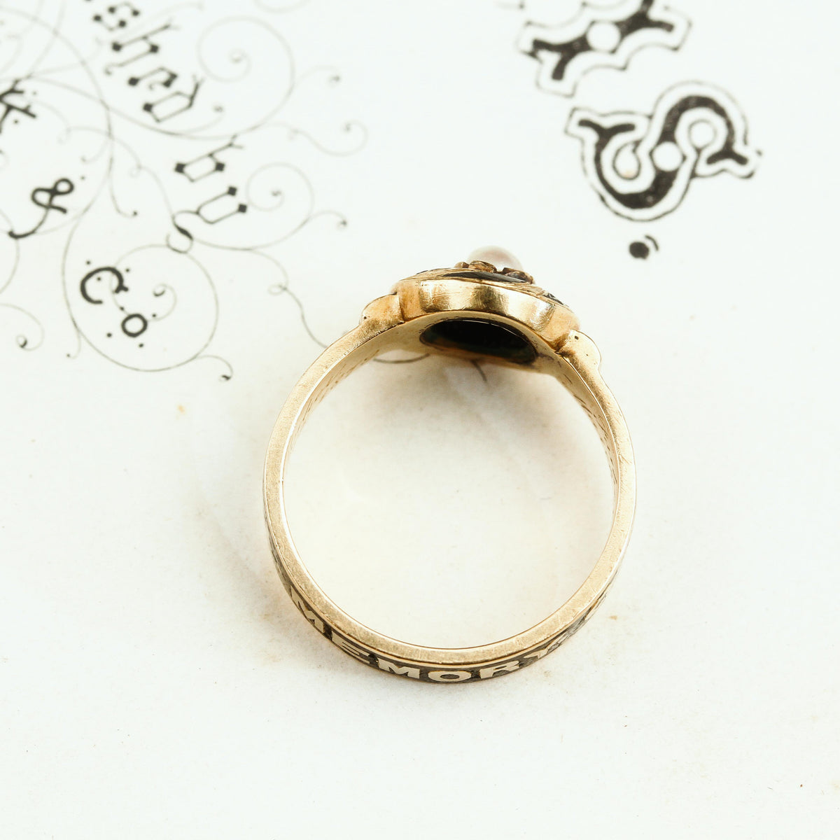 Endearing Date 1867 Enamelled Gold Mourning Ring