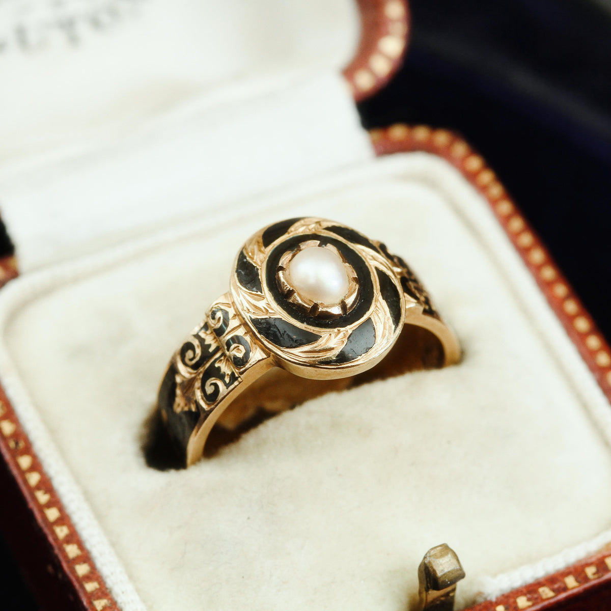 Endearing Date 1867 Enamelled Gold Mourning Ring