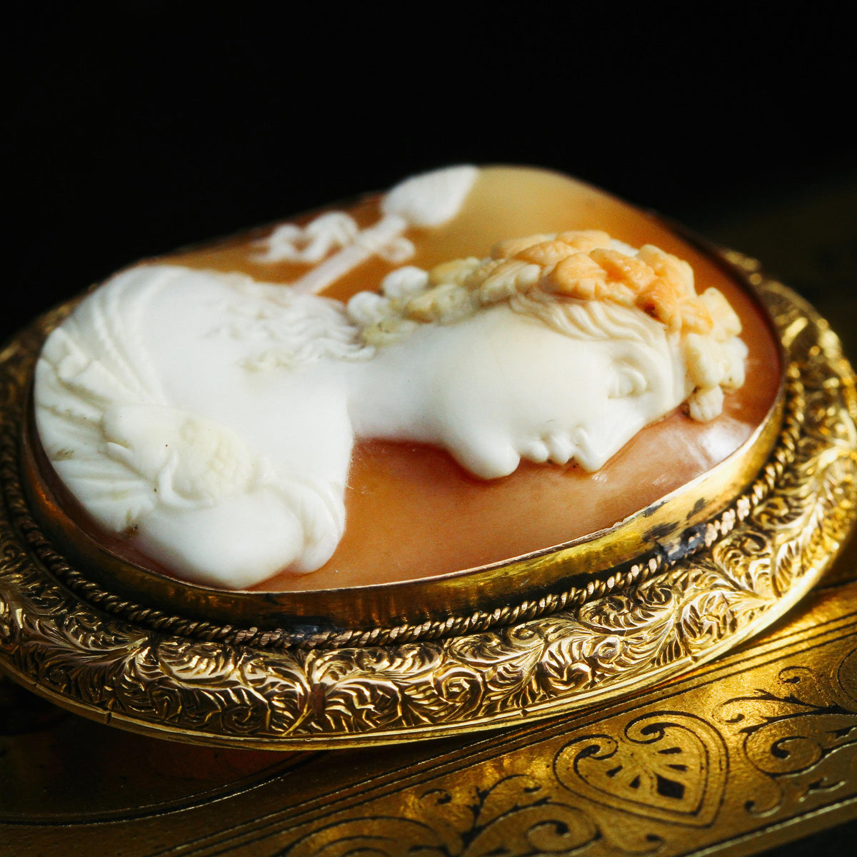 Hand Carved Shell Cameo of Dionysus