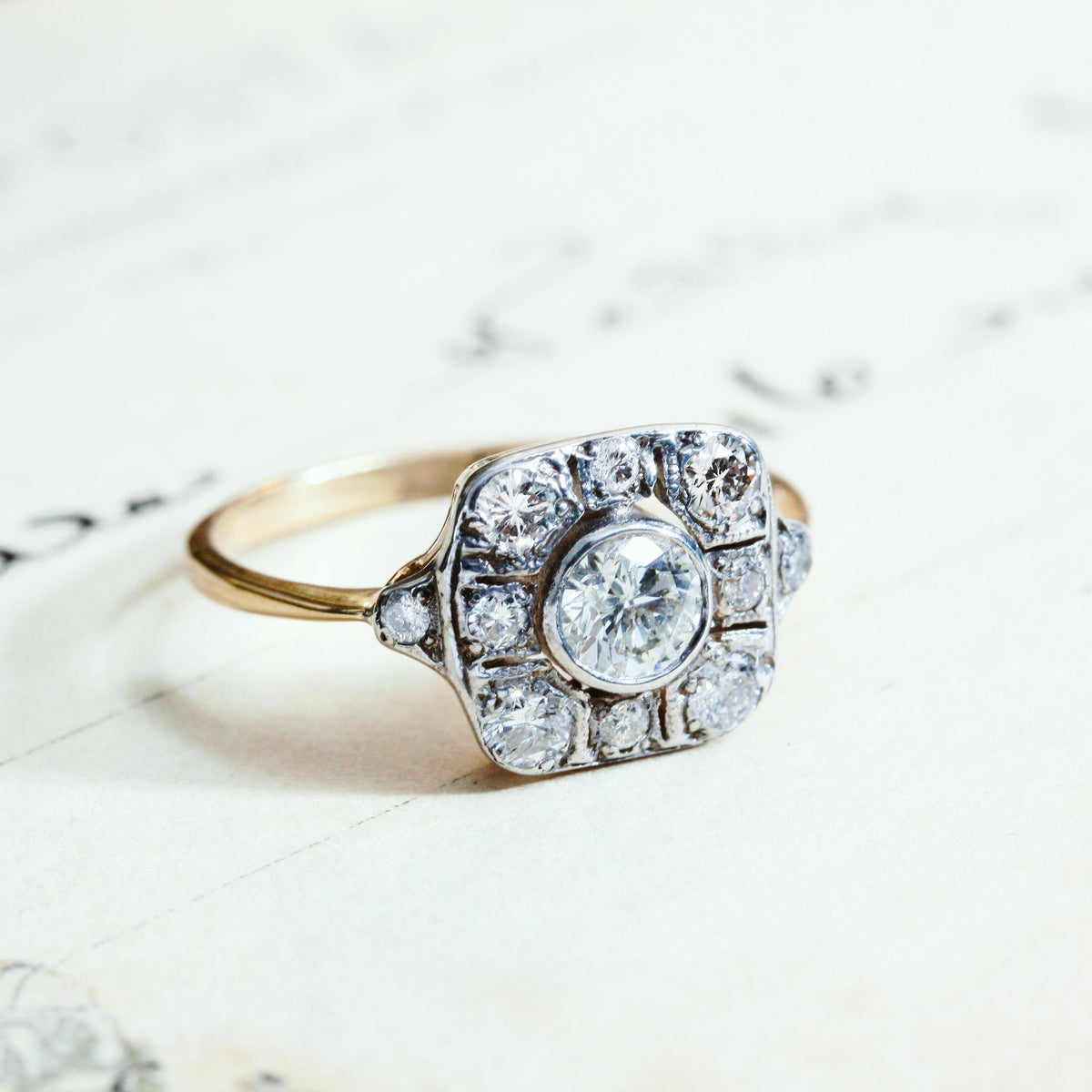 Luxe Lovely Art Deco Diamond Cluster Ring