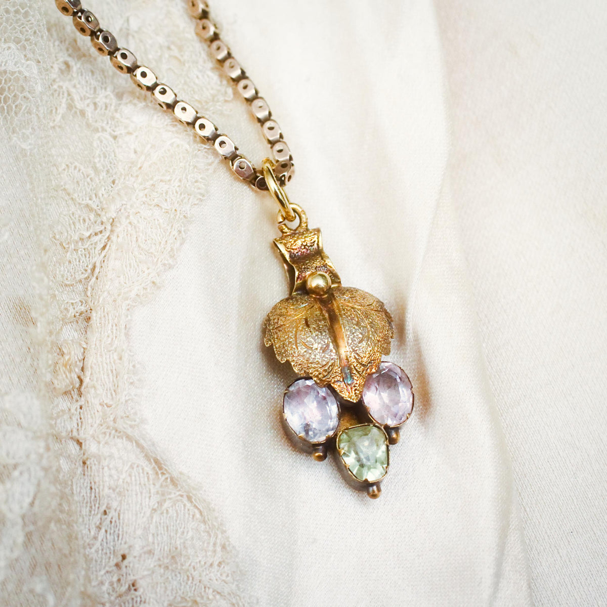 Fond Antique Victorian Chrysoberyl and Pink Topaz Pendant