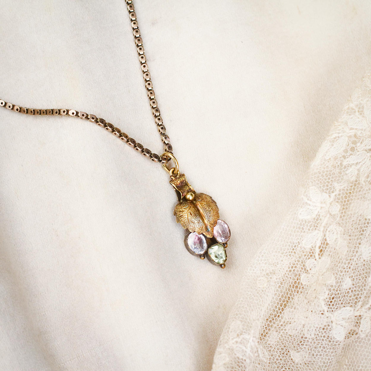 Fond Antique Victorian Chrysoberyl and Pink Topaz Pendant