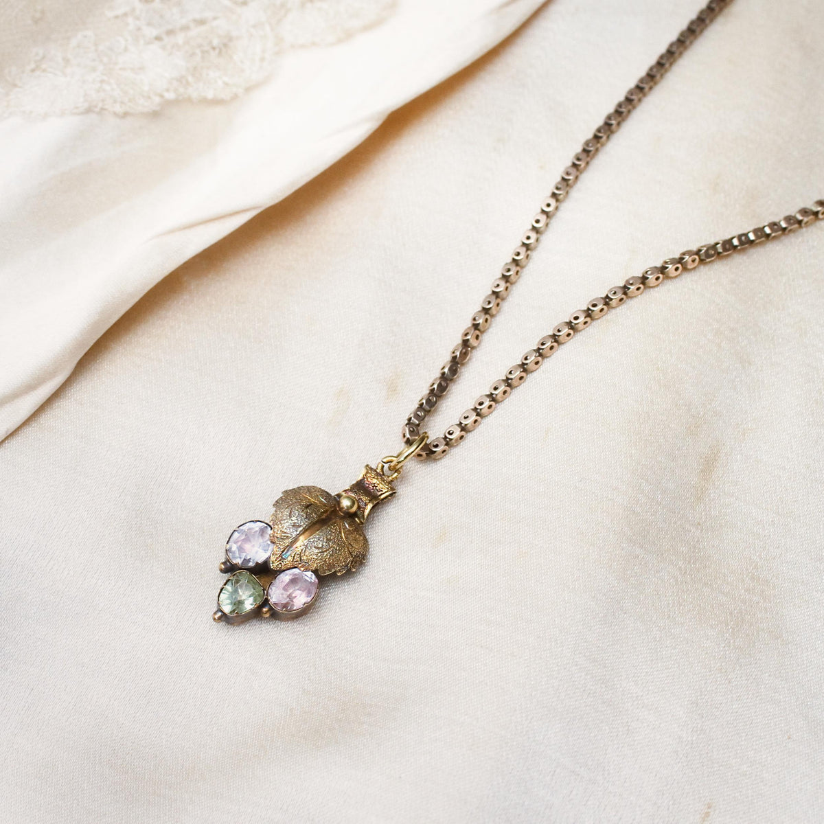 Fond Antique Victorian Chrysoberyl and Pink Topaz Pendant