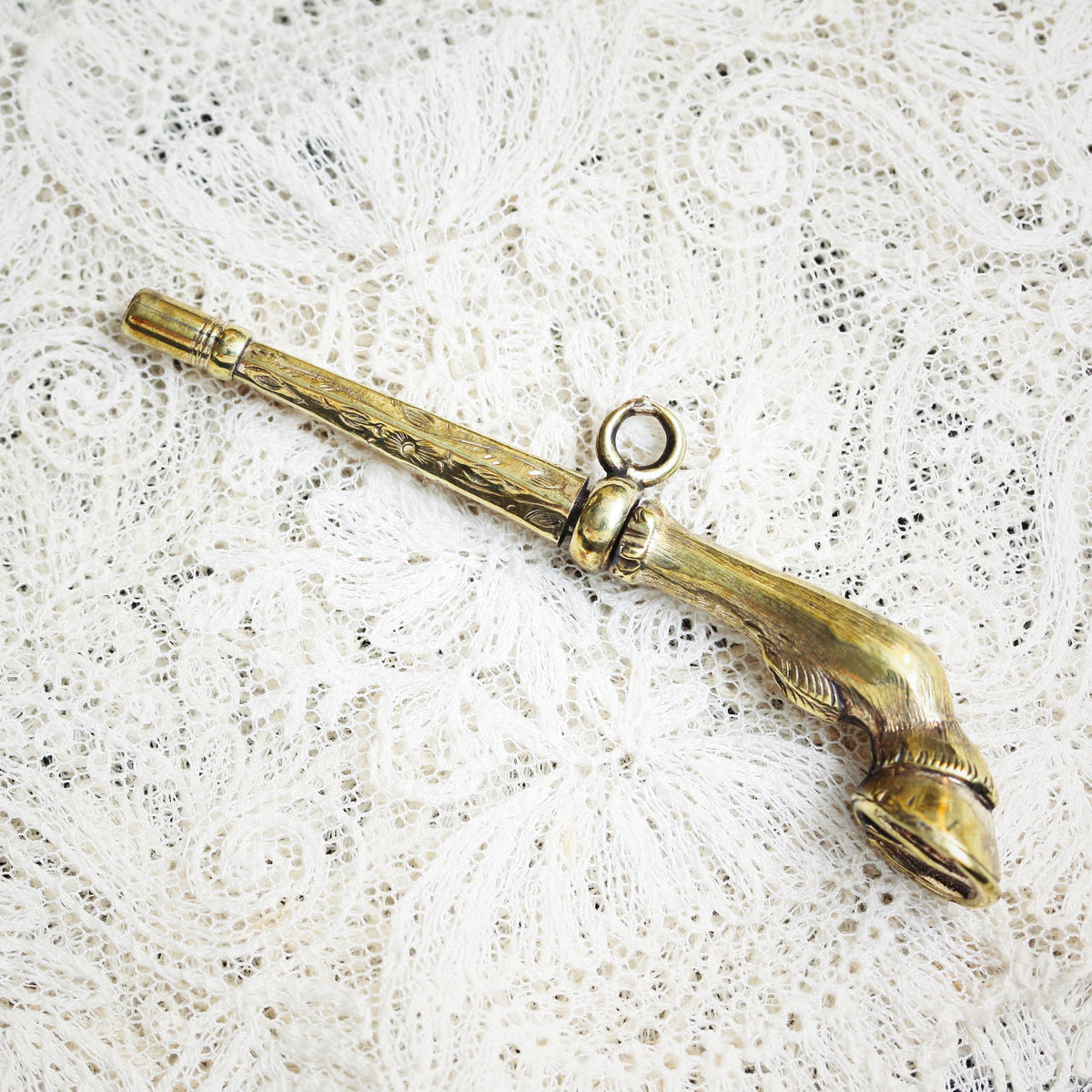 Antique Victorian Silver Gilt Horse Hoof Watch Key