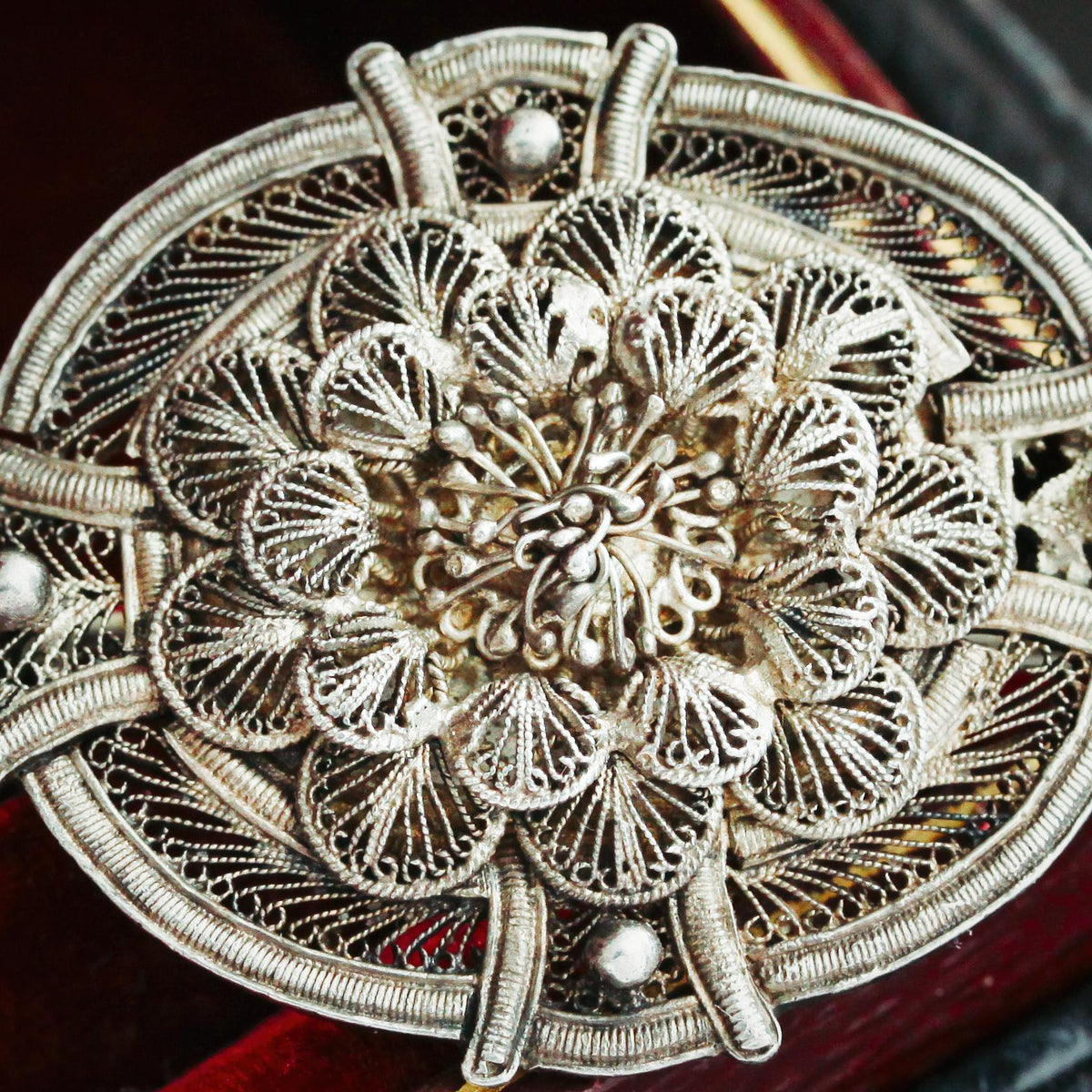 Finest Antique Silver Filigree Brooch