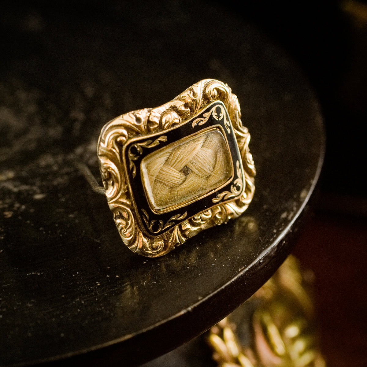 Elaborately Beautiful Date 1828 Enamelled Mourning Brooch