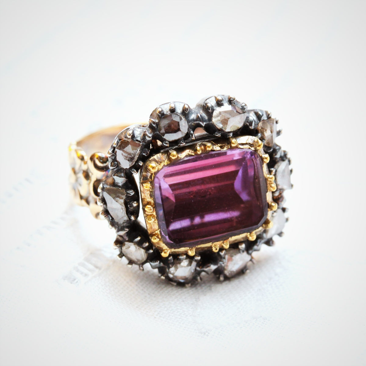 Antique Georgian Rose Amethyst and Diamond Ring