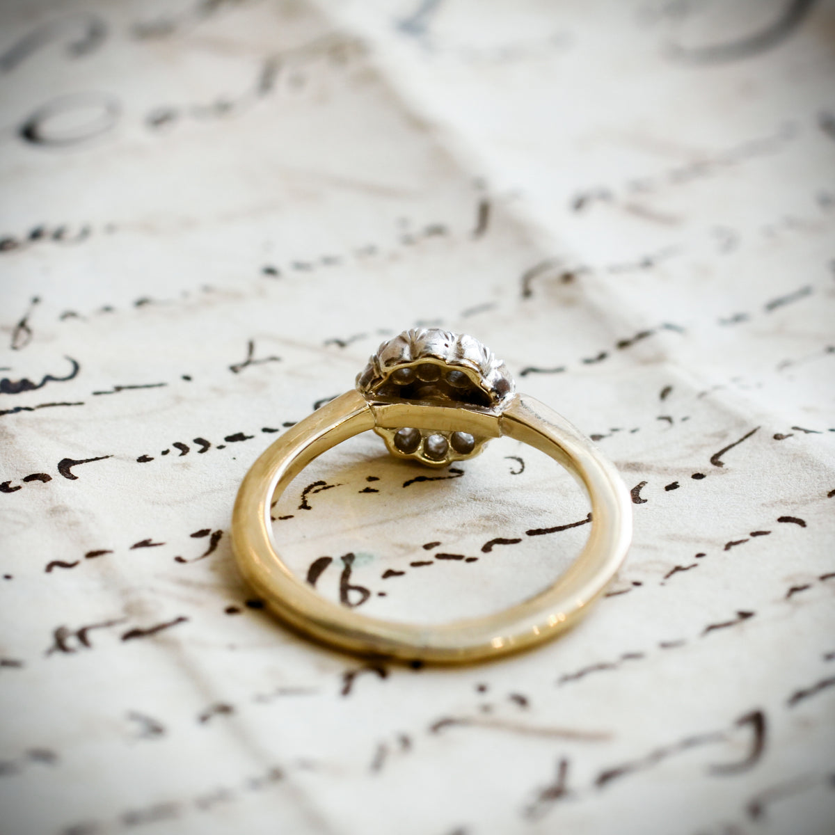 A Sweeet Little Hand Cut Diamond & Natural Pearl Cluster Ring