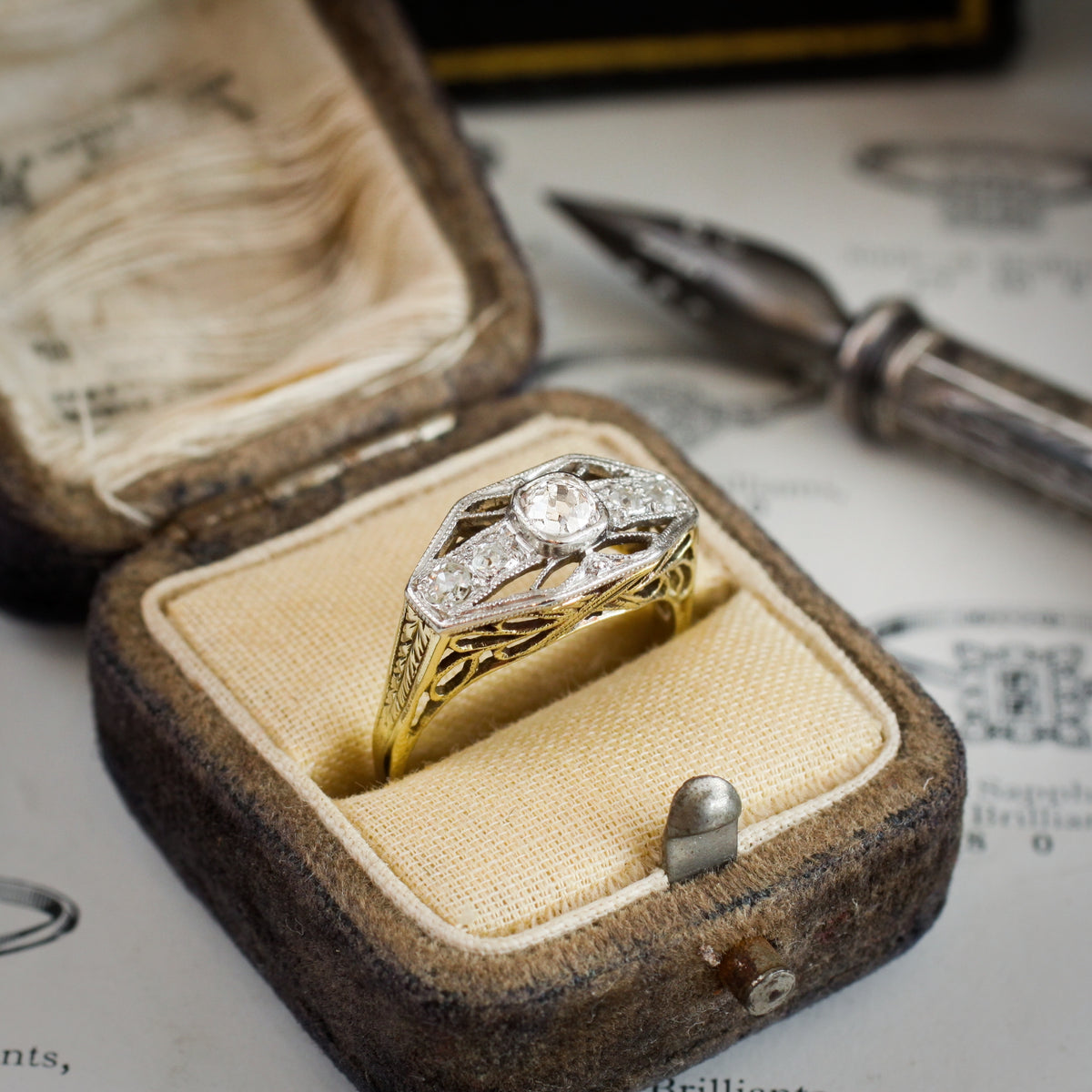 Intricately Detailed and Uniquely Beautiful Vintage Filigree Diamond Ring