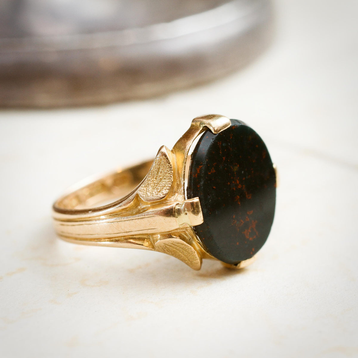 Date 1900 Art Nouveau Bloodstone Signet Ring