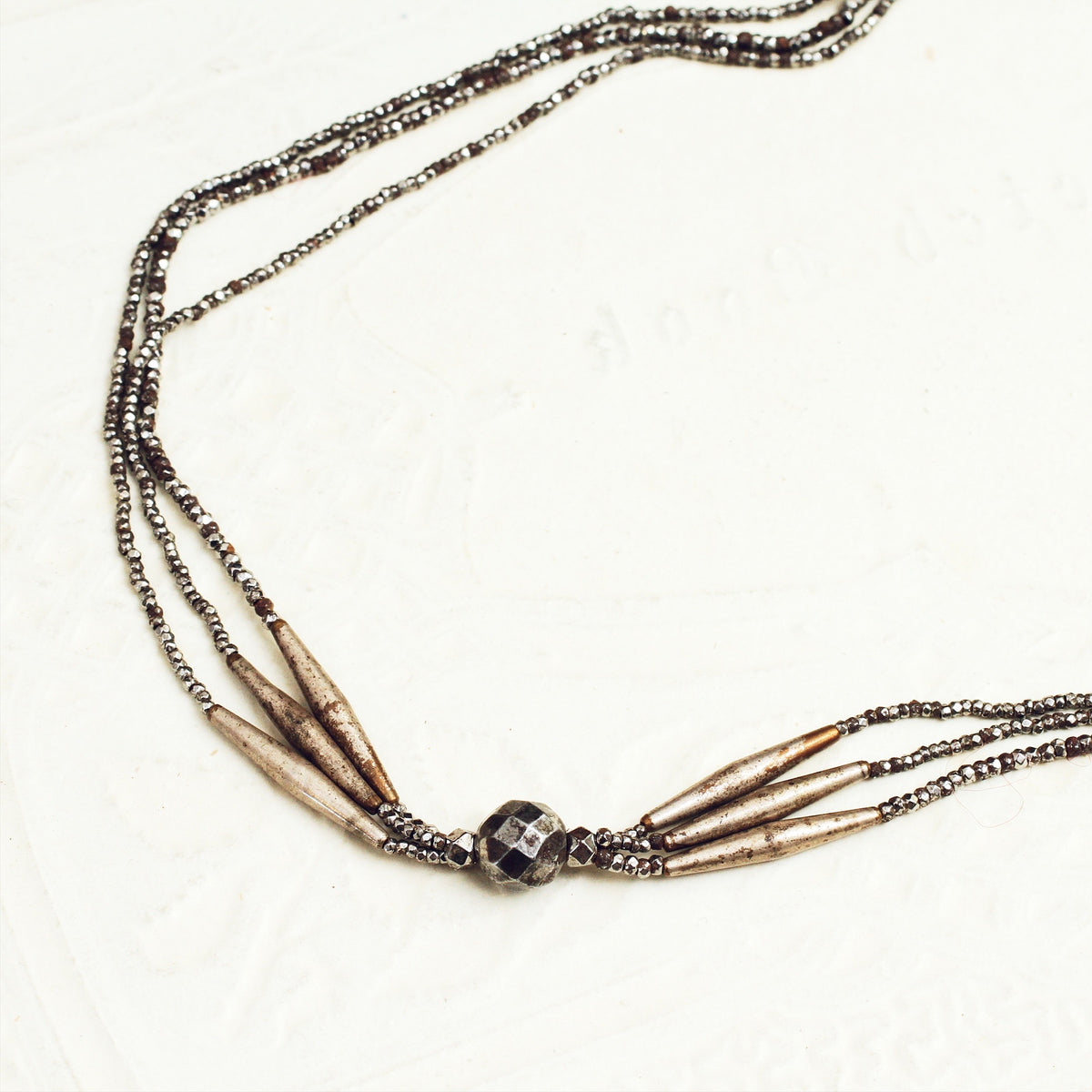 Dark Sparkle Vintage Cut Steel Bead Necklace