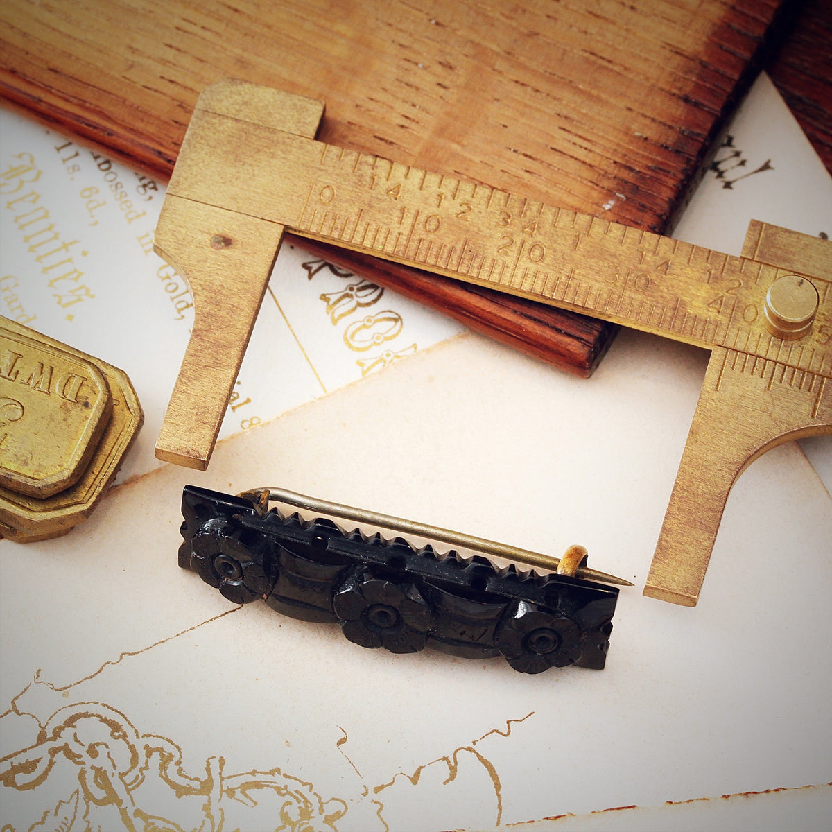 Victorian Whitby Jet Bar Brooch