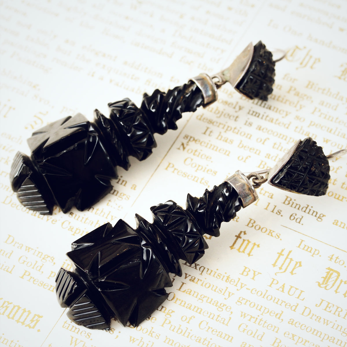 Antique Victorian Whitby Jet Earrings