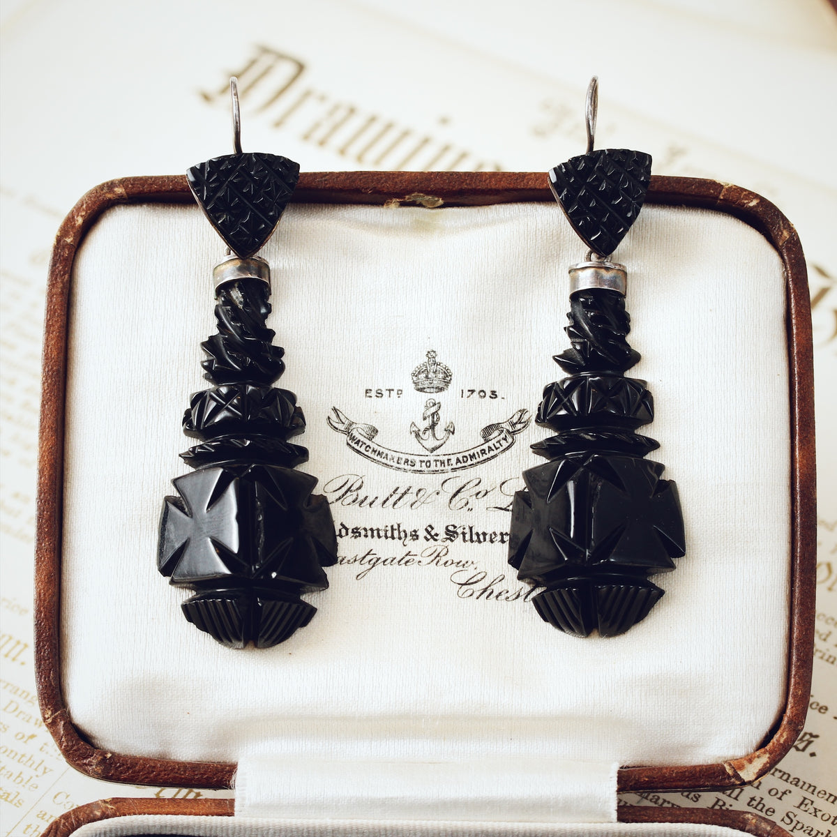 Antique Victorian Whitby Jet Earrings