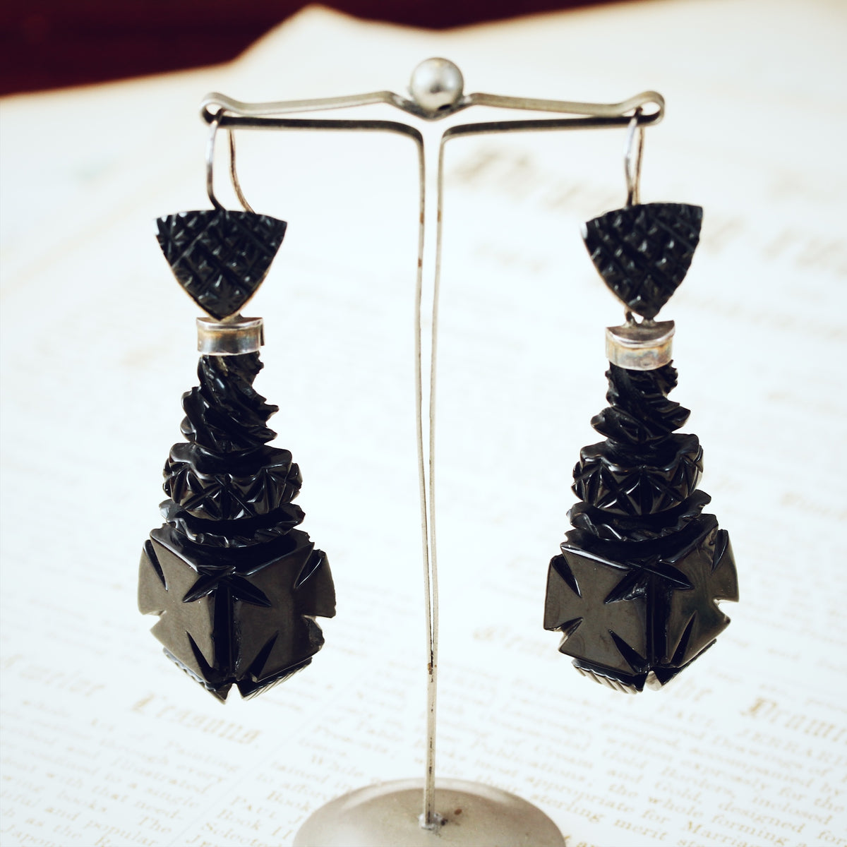 Antique Victorian Whitby Jet Earrings