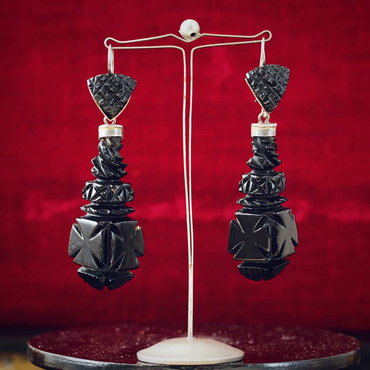 Antique Victorian Whitby Jet Earrings