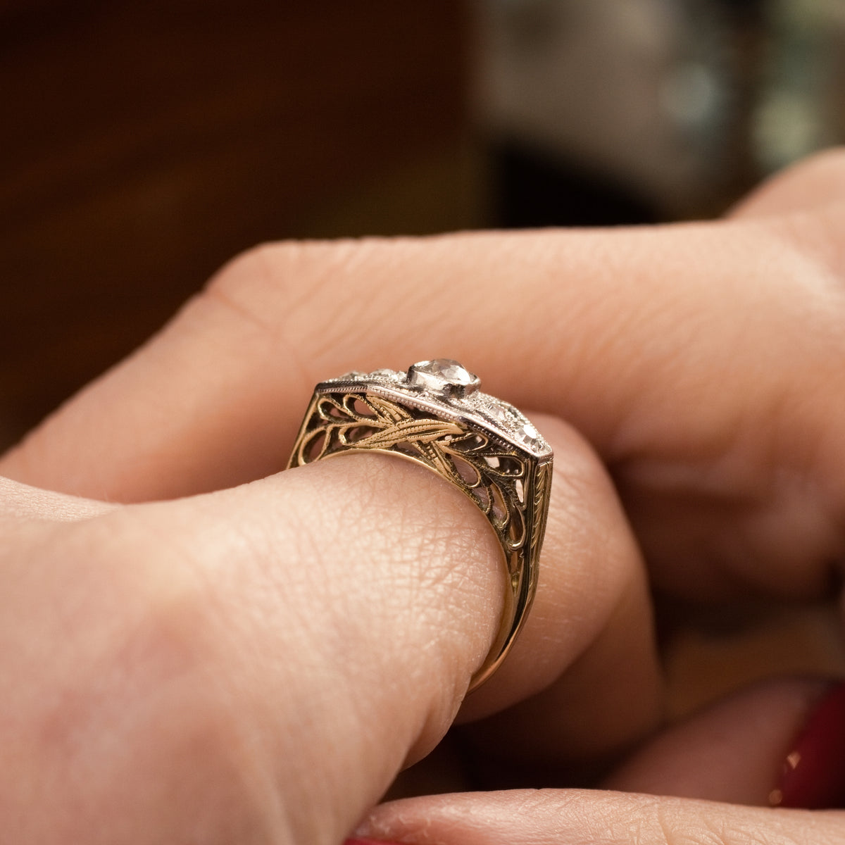 Intricately Detailed and Uniquely Beautiful Vintage Filigree Diamond Ring