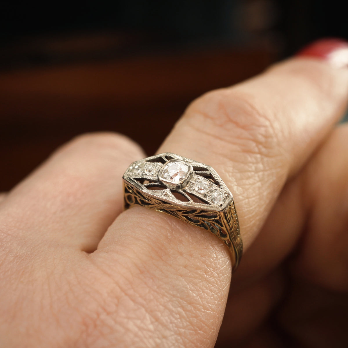 Intricately Detailed and Uniquely Beautiful Vintage Filigree Diamond Ring