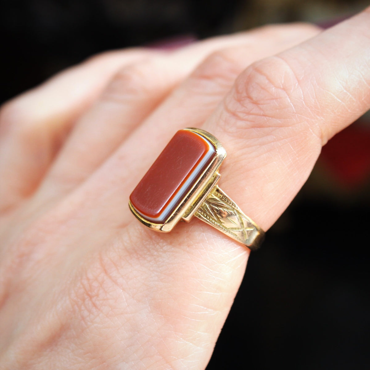 Antique Victorian Sardonyx Signet Ring