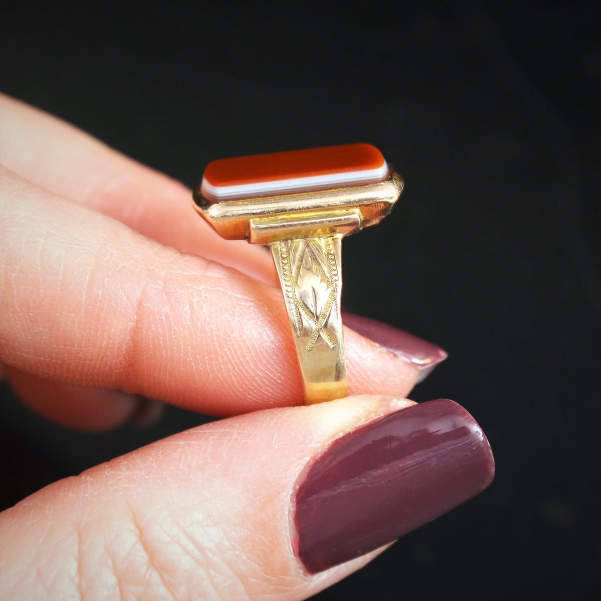 Antique Victorian Sardonyx Signet Ring