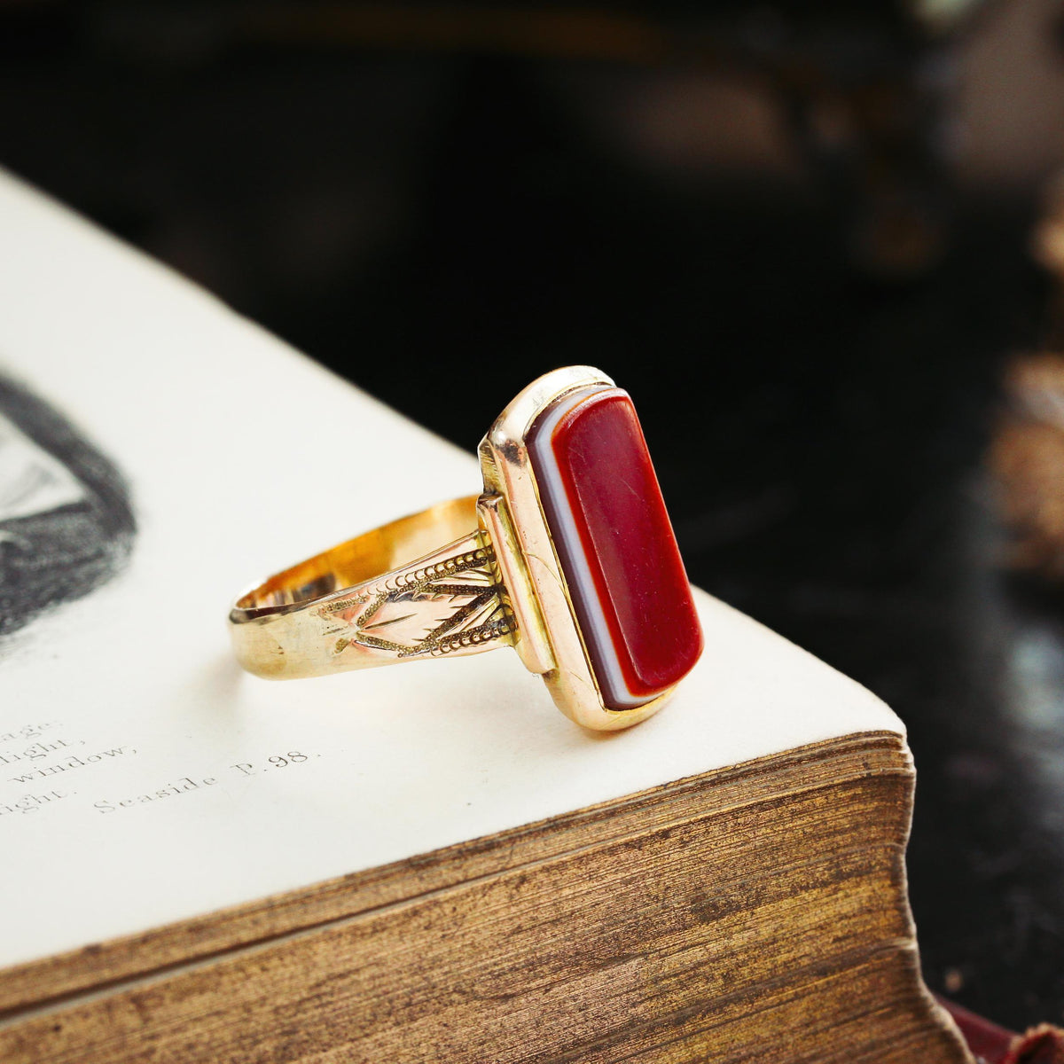 Antique Victorian Sardonyx Signet Ring