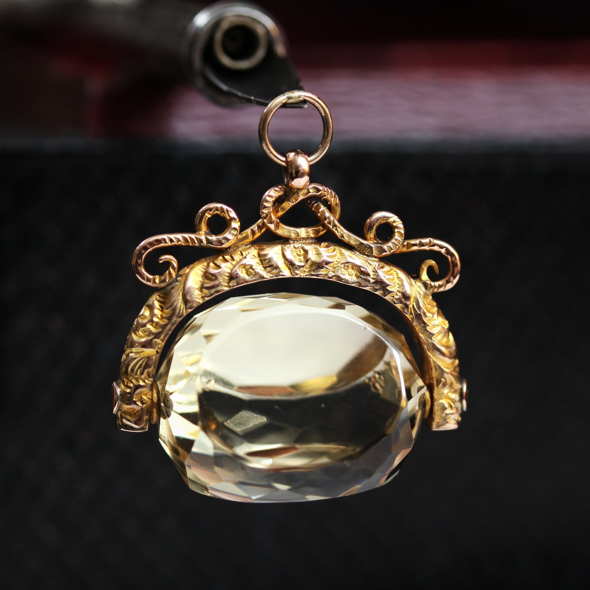 Date 1915 9ct Gold Citrine Swivel Fob