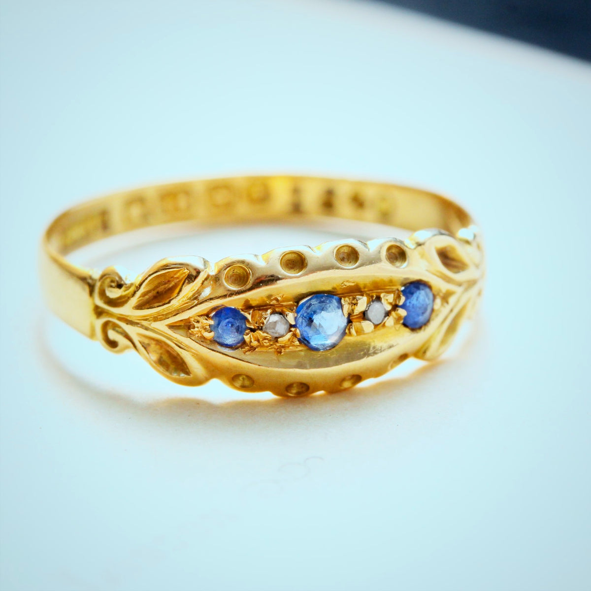 Date 1908 18ct Gold Sapphire & Diamond Ring