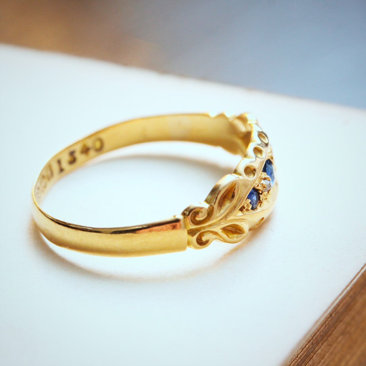 Date 1908 18ct Gold Sapphire & Diamond Ring