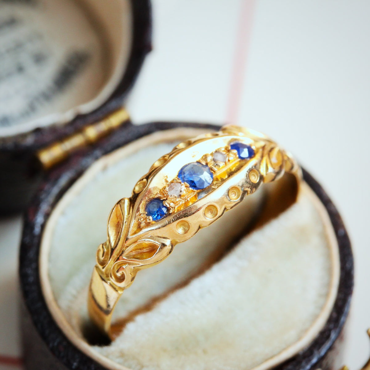 Date 1908 18ct Gold Sapphire & Diamond Ring