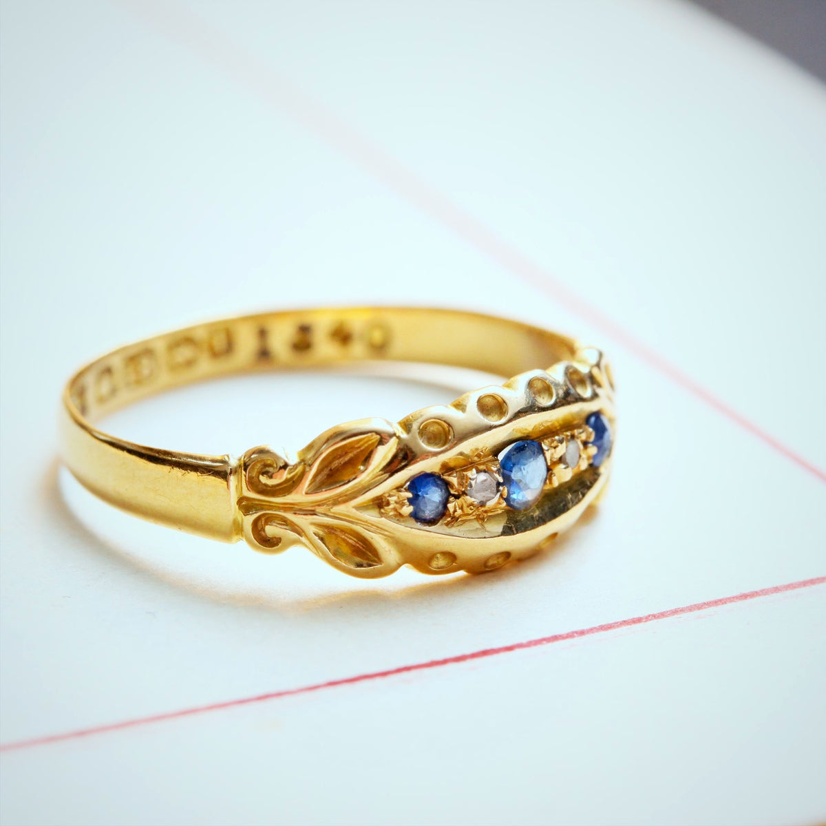 Date 1908 18ct Gold Sapphire & Diamond Ring