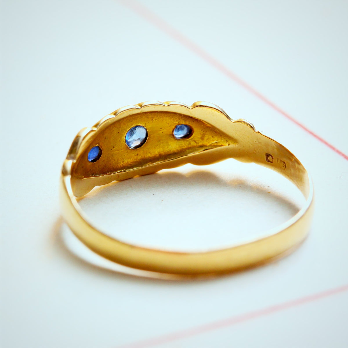 Date 1908 18ct Gold Sapphire & Diamond Ring